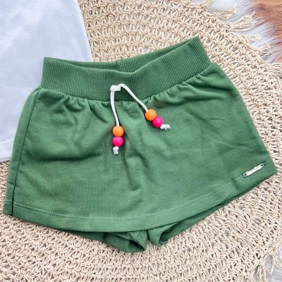 Conj Blusa Tulipas e Shorts Saia Verde
